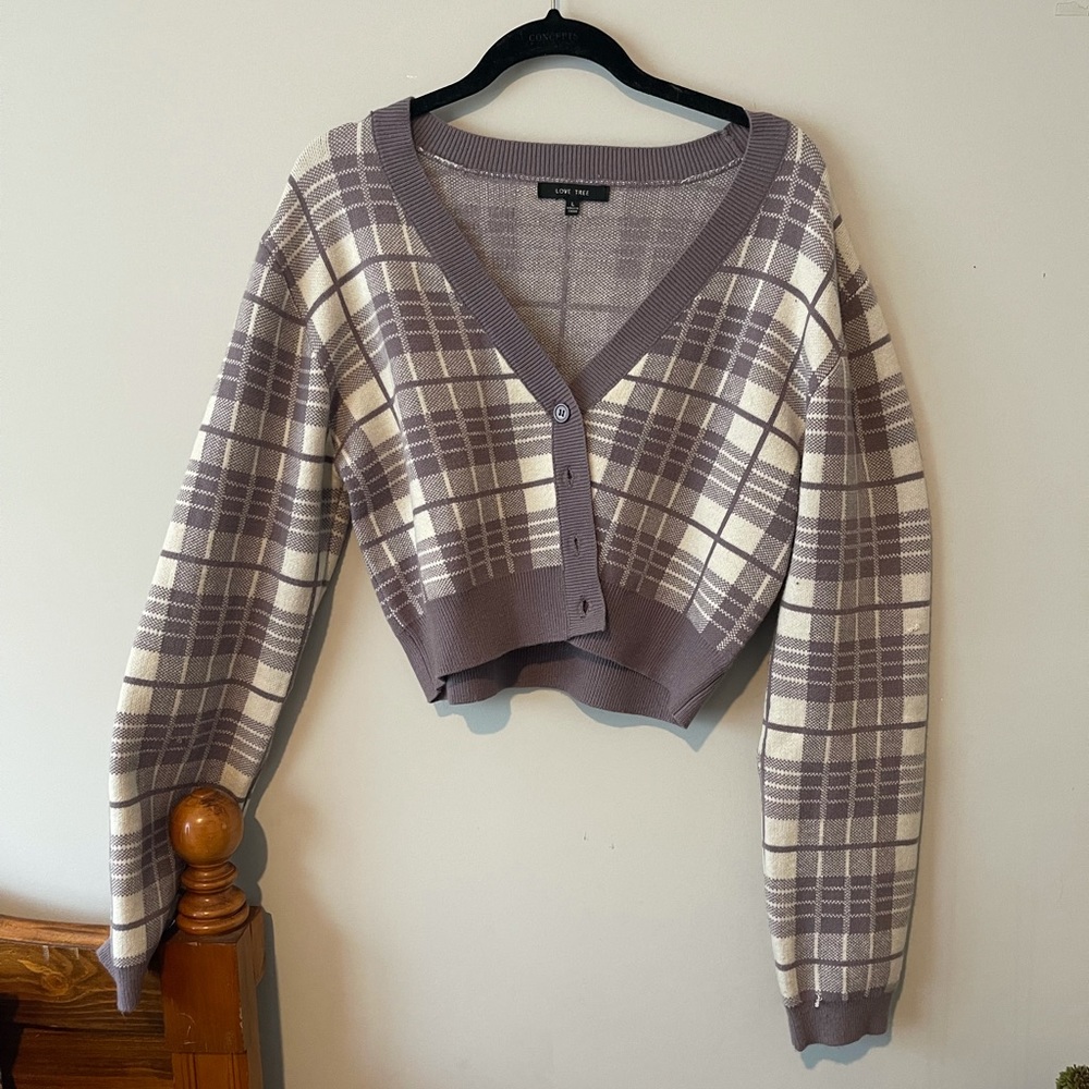 Purple plaid cardi